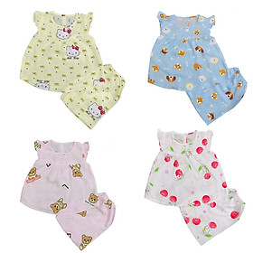 Set 3 bộ quần áo tole, lanh CÁNH TIÊN cho bé gái size từ 5-36 kg - màu ngẫu nhiên