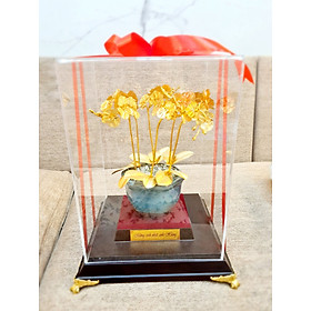 Chậu Hoa Lan 6 Nhánh Dát Vàng 24k MT Gold Art(30x23x17cm)- Hàng Chính Hãng- Quà tặng cao cấp, ý nghĩa tặng sếp, khách hàng, đối tác nhân dịp sinh nhật, khai trương, tân gia, kỷ niệm thành lập