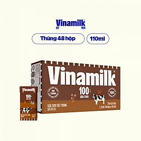 Thùng 48 Hộp Sữa Tươi Tiệt Trùng Vinamilk 100% Sôcôla (110ml / Hộp)