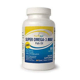 Fortifeye Vitamins Super Omega 3 Fish Oil, Natural Triglyceride Form Omega-3 Supplement, Triple Strength 860 EPA + 580 DHA Per Serving, 60 Softgel Capsules
