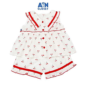 Bộ quần áo Ngắn bé gái họa tiết Cherry Hạt đỏ cotton - AICDBG5MGGW2 - AIN Closet