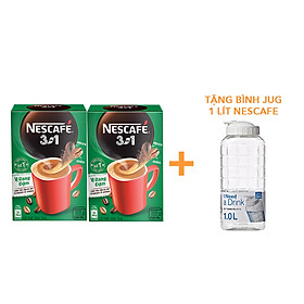 [Tặng bình Jug 1L] Combo 2 hộp cà phê hòa tan NESCAFÉ 3IN1 công thức cải tiến - vị Rang Đậm (2 hộp x 20 gói x 16g)