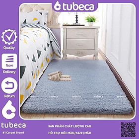 Mua Thảm Lông Cừu Trải Sàn Phòng Khách | Màu Xanh Xám | Thảm Cao Cấp | Dày Dặn | Cực Êm | 1m6 x 1m | TUBECA