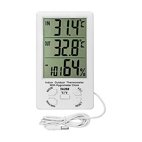 Máy đo nhiệt kế bên ngoài/nhiệt độ độ ẩm MIN/Giá trị tối đa với dây cảm biến 1,5m cho phòng ngủ khách sạn