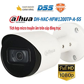 Camera HDCVI thân 2MP tích hợp micro Dahua DH-HAC-HFW1200TP-A-S5 hàng chính hãng DSS Việt Nam