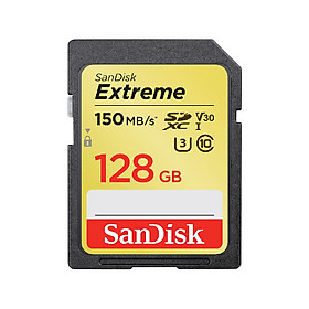 Thẻ nhớ SDXC SanDisk Extreme 128GB Class 10 U3 UHS 150MB/s (Vàng) Hàng Chính Hãng