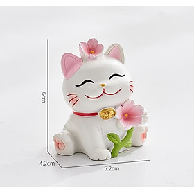 Mô Hình Mèo Lucky Hoa Đào Trang Trí Decord_ Hàng chính hãng