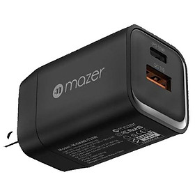 Củ sạc dành cho Mazer SuperMINI 20W/33W US Foldable Wall Charger, sạc từ 0-50% trong 25 phút với cổng sạc USB-C Hàng Chính Hãng