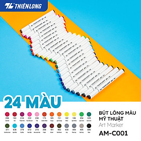 Bút dạ màu 2 đầu Art Marker Thiên Long Colokit - Bút dạ 12/24 màu, mực bền màu, mau khô dùng vẽ tranh, calligraphy - 24 Màu