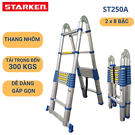 Mua Thang chữ A Thang nhôm rút đôi (chữ A: 2.4m chữ I: 5.0m) STARKEN ST250A tải trọng 300kgs (chữ A) 150ks (duỗi thẳng) màu xanh - Hàng chính hãng bảo hành 18 tháng
