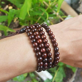 Vòng tay 108 hạt cỡ 5 ly bằng GỖ - TRẮC màu đen nhiều hoặc đỏ nhiều