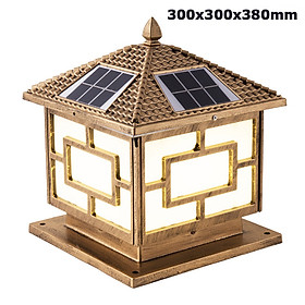 Bộ 2 cái đèn trụ cổng khung nhôm 30x30x38cm năng lượng mặt trời