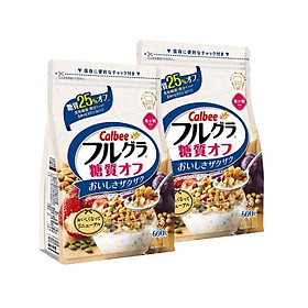 Set 02 túi ngũ cốc trái cây ăn liền Calbee (gói trắng) 600gr - Loại ít đường - Nhập khẩu Nhật Bản