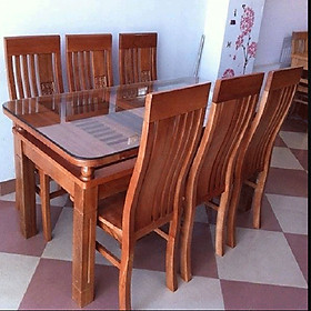 Mua Bộ Bàn Ăn Gỗ Sồi 6 Ghế Màu Cánh Dán