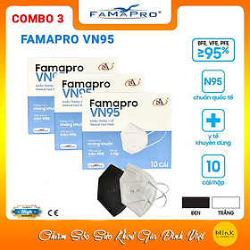 [COMBO 3 - FAMAPRO VN95] - Khẩu trang y tế kháng khuẩn 4 lớp Famapro VN95 đạt chuẩn N95 (10 cái/ hộp)