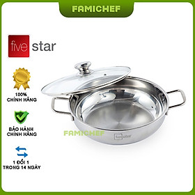 Nồi lẩu inox 3 đáy nắp kính Fivestar L283DG 28cm