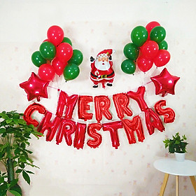 Set bong bóng Merry Christmas màu đỏ