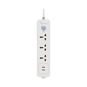 Ổ Cắm Điện Gongniu 3 Ổ Đa Năng + 2 USB 1 Công Tắc – Công Suất 10A/250/2500W – Trắng – Chính Hãng (N103U)