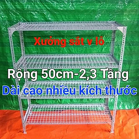 Mua Kệ Sắt V lỗ 2-3 TẦNG ( RỘNG 50CM) kệ vỉ lưới sắt ô vuông  DÀI CAO NHIỀU KÍCH THƯỚC LỰA CHỌN