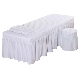 Massage Table Skirt Cover Sheet Pillowcase Stool Cover Beauty Bedding White