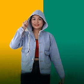 Áo khoát jean nữ rẻ mũ trơn túi hộp túi trong bao đẹp siêu hot-A3110 - Như hình