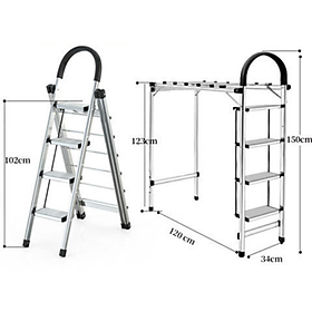Mua Giàn phơi quần áo xếp gấp  thang nhôm xương cá Foldable Clothes Drying Rack  Aluminum Alloy Step Ladder