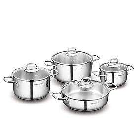 Mua Bộ 4 nồi inox 18/10 Korkmaz Perla (nồi 1.8 lít/3.5 lít/5.5 lít/nồi thấp 3 lít)