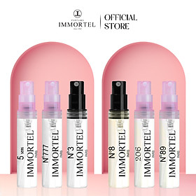 (Hộp 6 | Bộ 1) Nước Hoa IMMORTEL Paris | 5 Sens, N°8, N°89, N°3, N°777, 206 | 6x3 mL – EDP Chính hãng Pháp