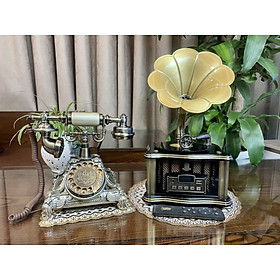 Mua Bộ Combo Sản Phẩm Máy Hát Loa Kèn( Vàng Đen) + Điện Thoại Bàn Dùng Sim Di Động