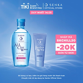 Bộ đôi làm sạch ẩm mịn và dưỡng trắng (Nước tẩy trang Micellar Trắng Da 230ml + SRM Tạo Bọt Senka Perfect Whip 50g)