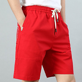 Men's summer cropped pants cotton drawstring elastic shorts sports beach pants