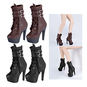2Pair 1/6 Fashion Boot High Heeled Shoes for  Action Figures Accessory