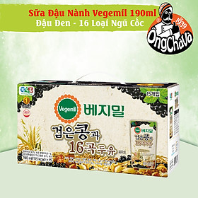 Thùng 15 Túi Sữa Đậu Nành Đậu Đen 16 Loại Ngũ Cốc Vegemil 190ml