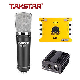 Combo mic thu âm Takstar PC K600, Soundcard K10 - HÀNG CHÍNH HÃNG