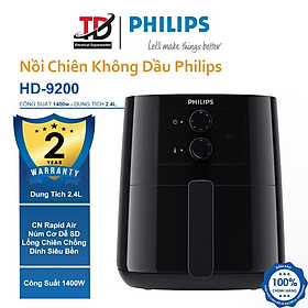 Nồi Chiên Không Dầu Philips HD9200 - 4.1Lit/1400W - Hàng Chính Hãng