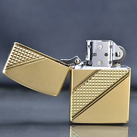 Mua Vỏ Hột Quẹt Bật Lửa xăng đá Zorron Z92006A họa tiết chéo màu vàng