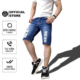 Quần short jeans nam xanh rách vải dày Q418 MĐ