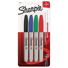 Vỉ 4 Bút Lông Dầu Sharpie Fine 30174PP - Mực Xanh - Đỏ - Đen- Xanh Lá