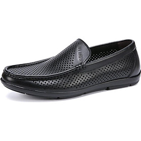 Mulinsen men's shoes simple fashion lightweight sets of feet hollow shoes leather sandals business casual punching breathable shoes men yards SM97910