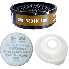 Mua Phin lọc hơi hữu cơ  lọc độc 3M 3301K-100 và tấm lọc bụi 3M 7711 chống bụi PM0.3 và nắp giữ 3M 774 dành cho mặt nạ phòng độc 3M 3200 hoặc 3M HF52  tặng móc treo khóa