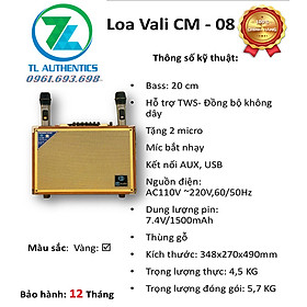 Loa Xách Tay C M AUDIO Model CM-8 bass 20 8 nút điều chỉnh Vỏ gỗ sơn bóng mặt lưới kim loại hàng chính hãng nhập khẩu mẫu mới nhất 2024 bảo hành 6 tháng