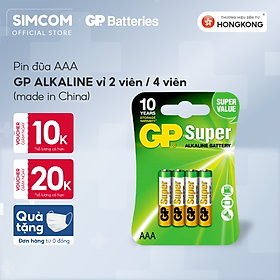 Pin đũa GP Alkaline AAA 1.5V (2 viên/4viên),Pin AAA chính hãng GP nhập khẩu,bền mạnh,thời gian sử dụng dài,an toàn,dùng cho chuột máy tính,điều khiển quạt,điều khiển tivi,đồng hồ treo tường,đồ chơi điện tử trẻ em