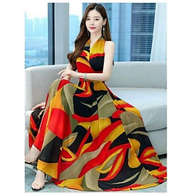 HÀNG NHẬP - ĐẦM MAXI VOAN CỔ YẾM EO XẾP LY