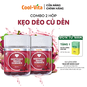 Combo 2 Hộp Kẹo Dẻo Củ Dền Thuần Chay Hỗ Trợ Bổ Sung Sắt, Lưu Thông Máu & Hỗ Trợ Bổ Sung Năng Lượng LCitrulline Vị Đào Coolvita (60 viên x 3g)/hộp