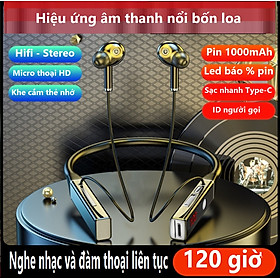 Mua Tai nghe bluetooth thể thao quàng cổ  5.2 bốn loa   âm thanh vòm 12D Hifi - Stereo   dung lượng pin lớn 1000mAh sử dụng liên tục lên đến 120 giờ   hỗ trợ khe cắm thẻ nhớ TF  hỗ trợ chức năng siri