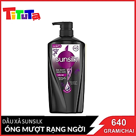 Dầu Xả Óng Mượt Rạng Ngời Sunsilk Mềm Mượt Như Lụa & Không Lo Bết Dính (Đen) 640g