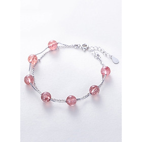 Lắc Tay Bạc S925 Thạch Dâu Tây Ưu Linh Tư Nhiên LTT10 Bảo Ngọc Jewelry