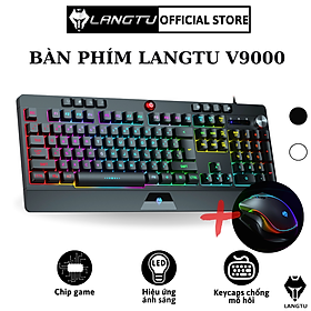 Bàn Phím Giả Cơ Gaming Kèm Chuột V9000 LANGTU Có Dây Đèn Led Hàng Chính Hãng