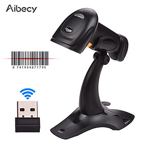Aibecy 2.4G Wireless Handheld 1D Barcode Scanner Bar Code Reader with USB Cable Receiver Bracket Compatible with Linux
