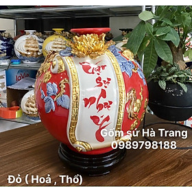 Mua Bình hút tài lộc gốm sứ Bát Tràng cao cấp vạn sự như ý cao 21cm